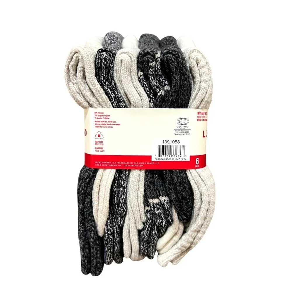 Lucky Brand 5-10 Women Super Soft Yarn Cozy Winter Boot Socks 6-Pair Shoe Socks